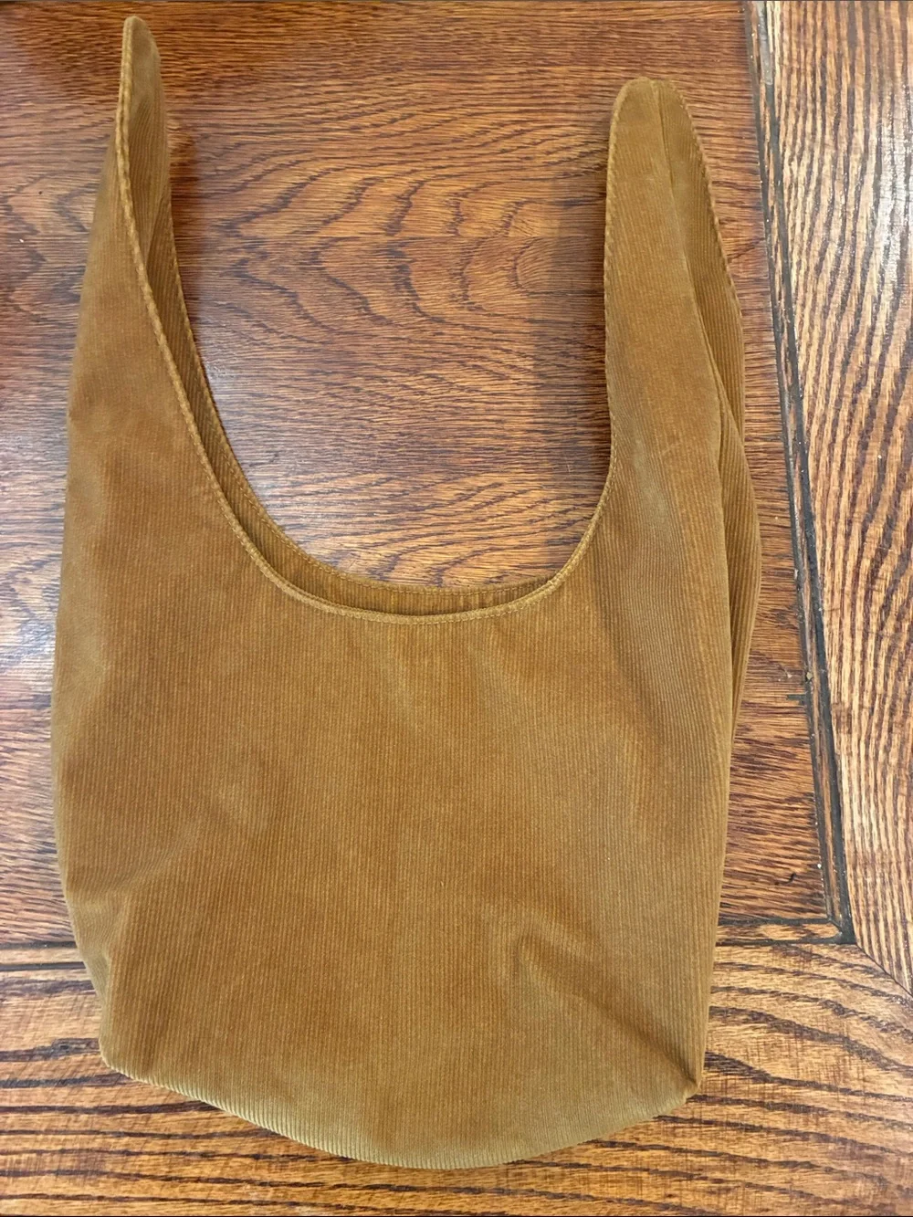 Corduroy Shoulder Hobo Bag in Camel Brown